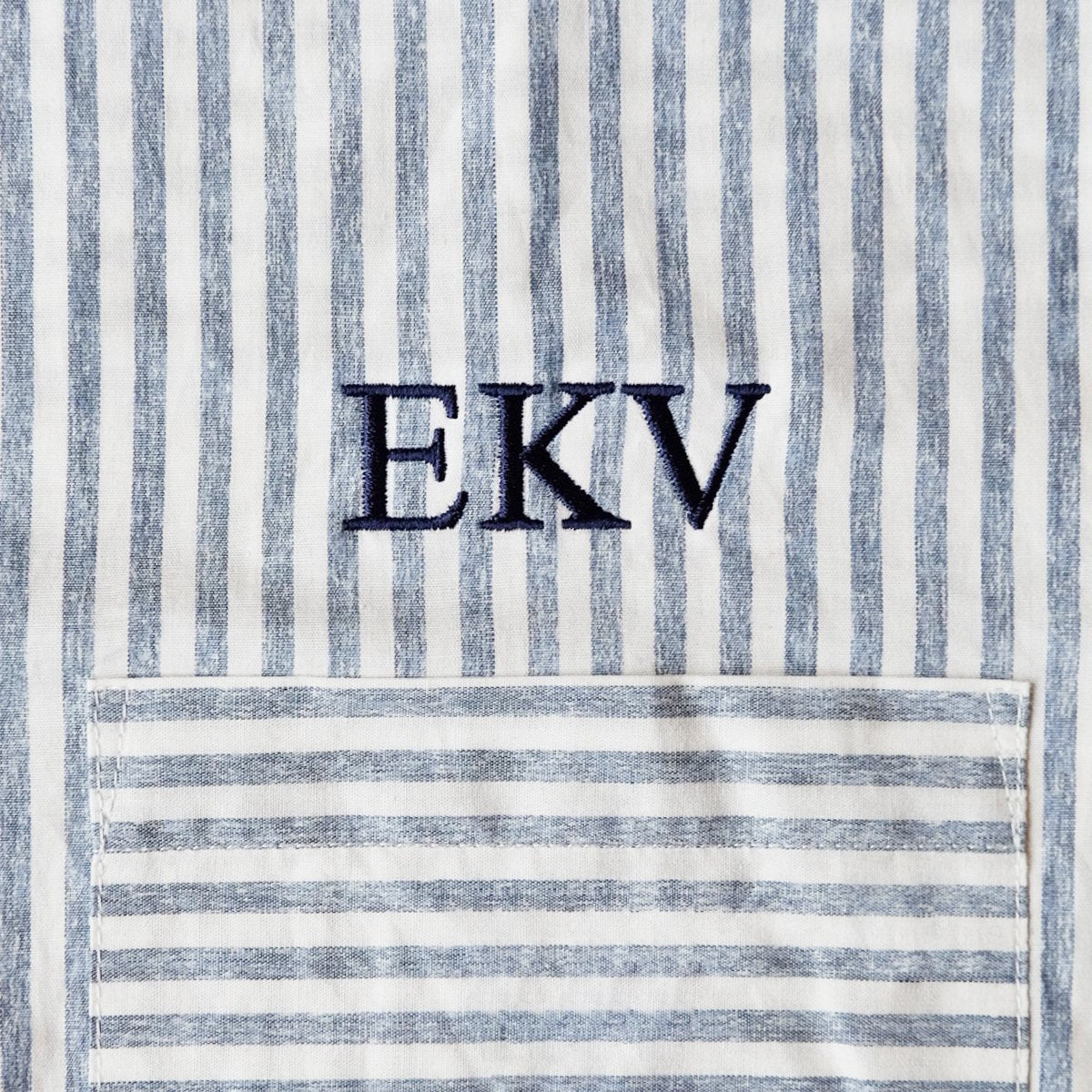 Embroidered initials on shirt