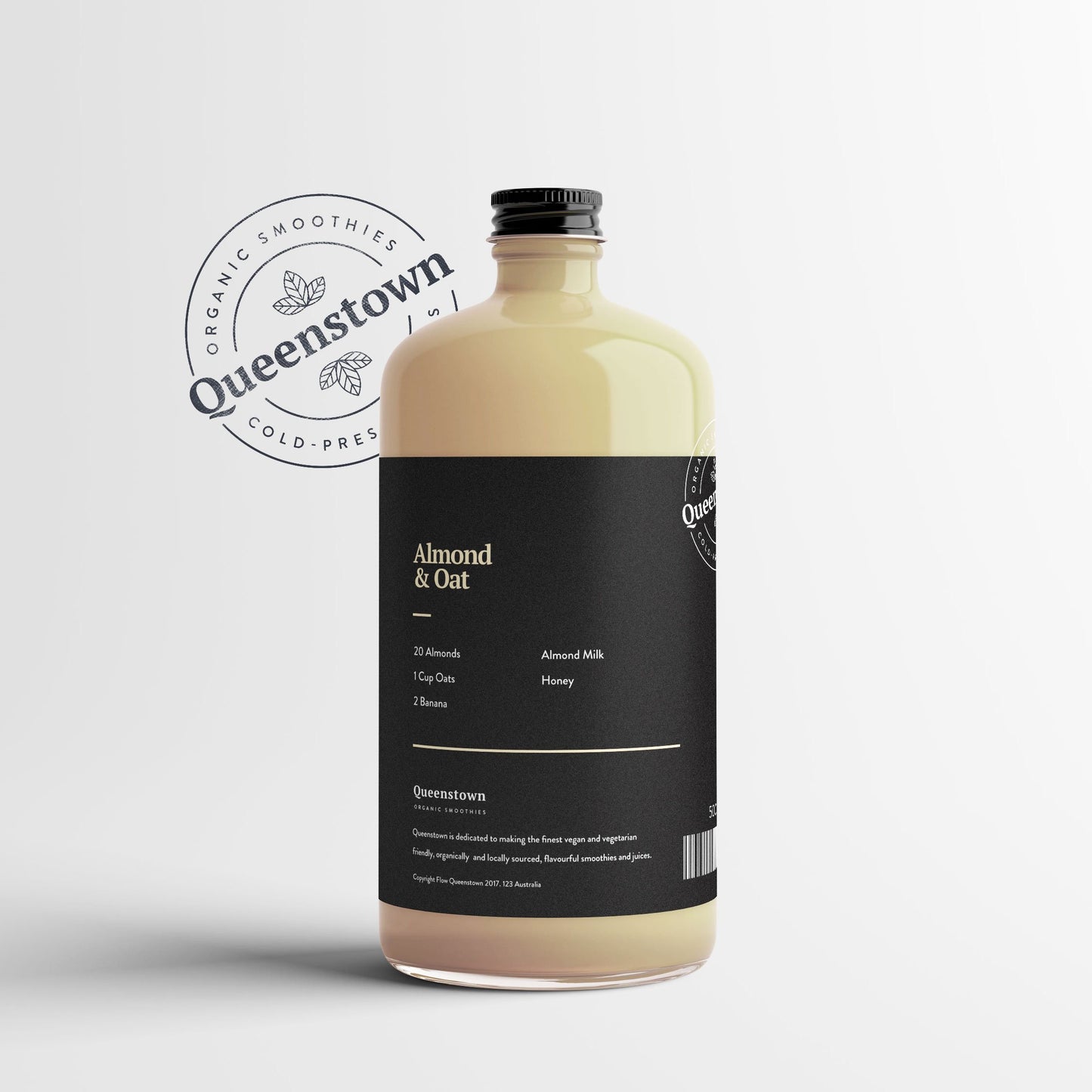 Almond and oat vitamin enhanced smoothie back of bottle