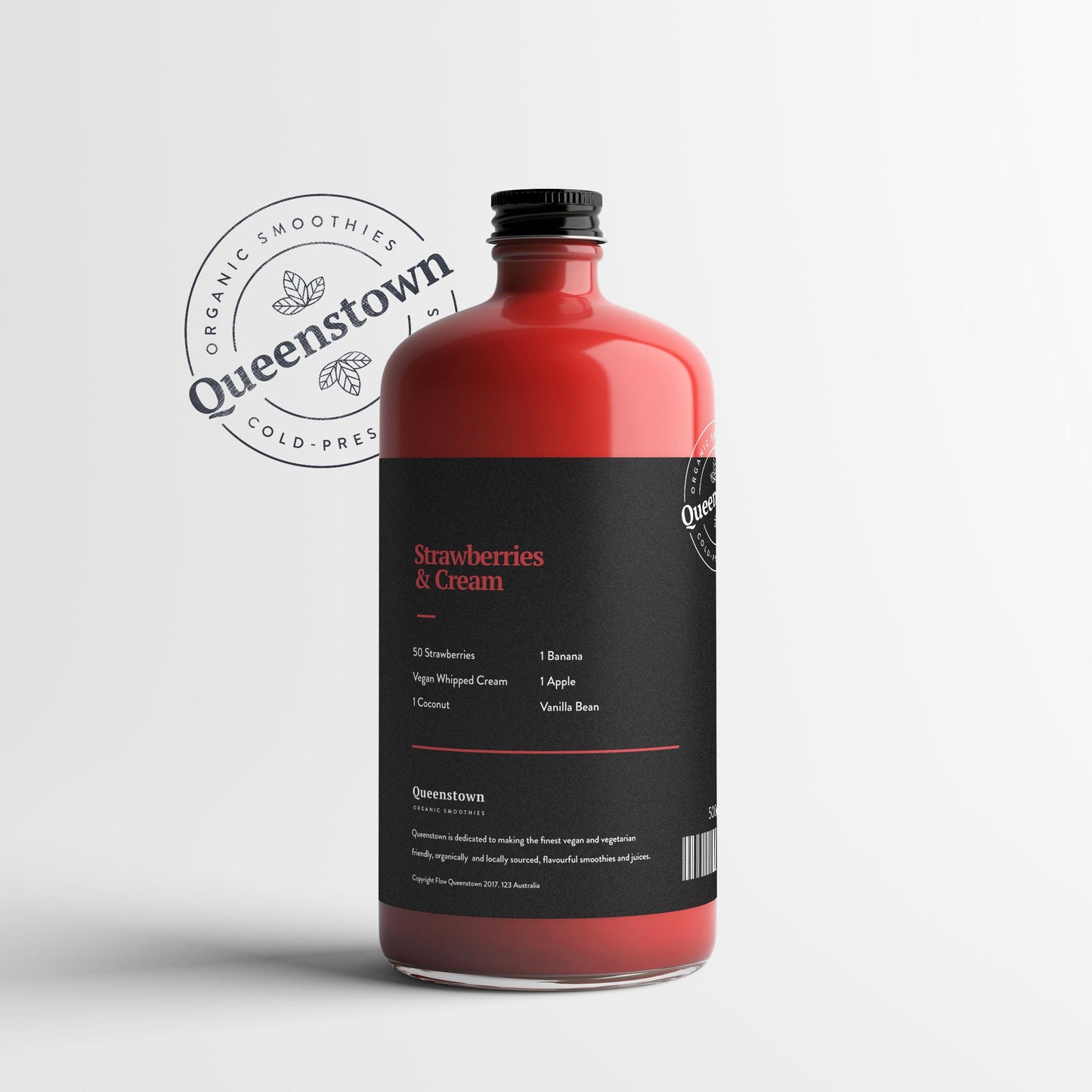 Strawberries and cream vitamin enhanced smoothie back of bottle