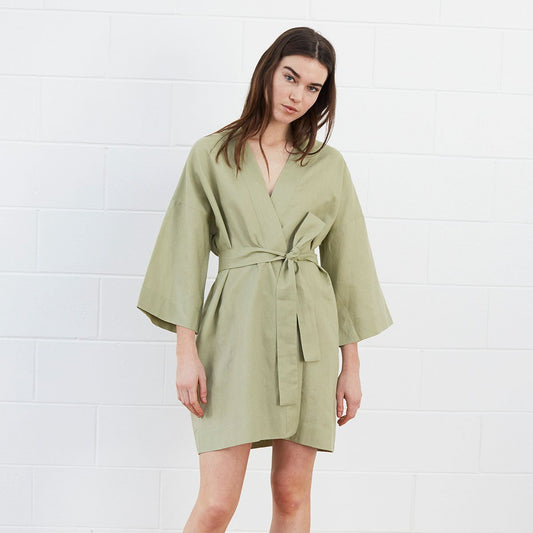 Woman wearing green robe