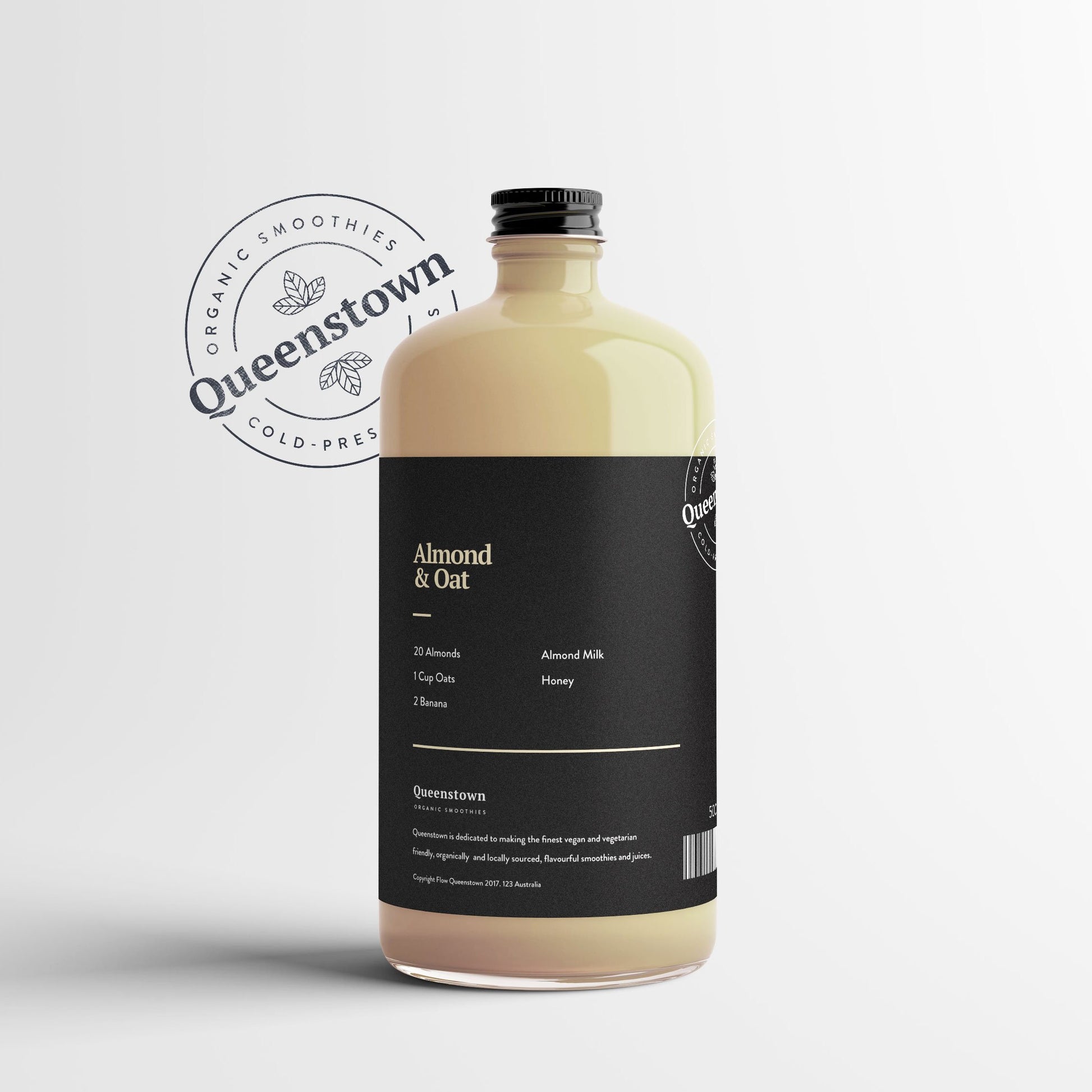 Almond and oat vitamin enhanced smoothie back of bottle