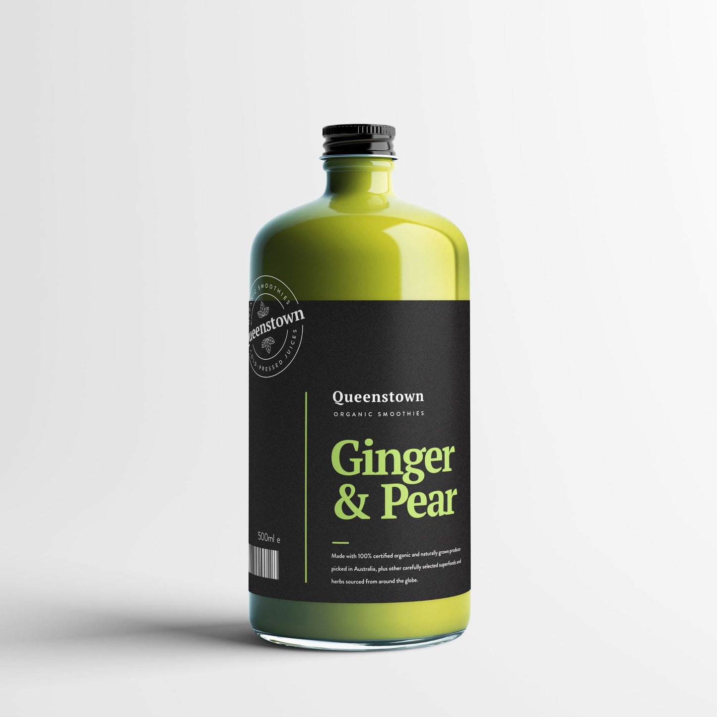 Ginger and pear vitamin enhanced smoothie bottle