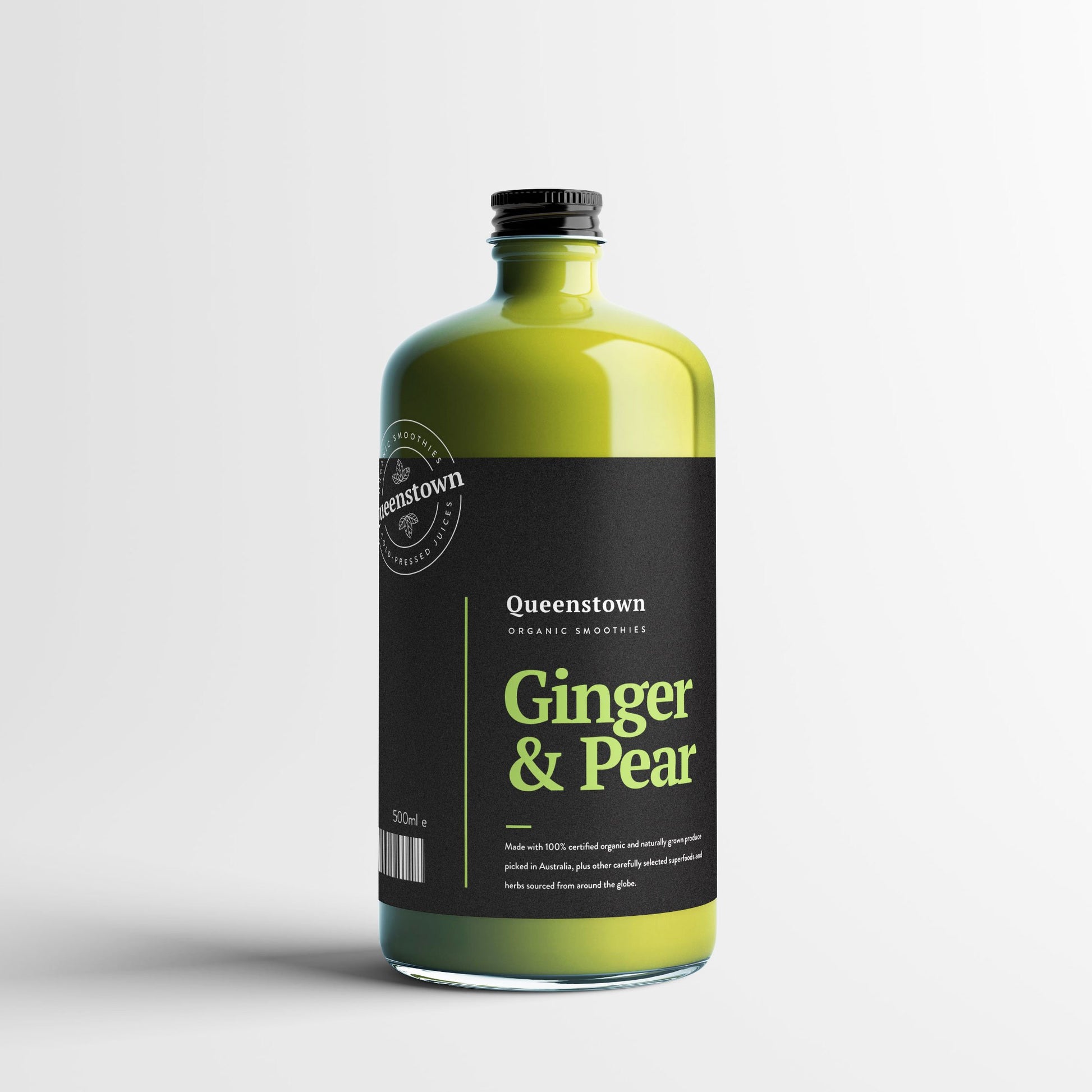 Ginger and pear vitamin enhanced smoothie bottle