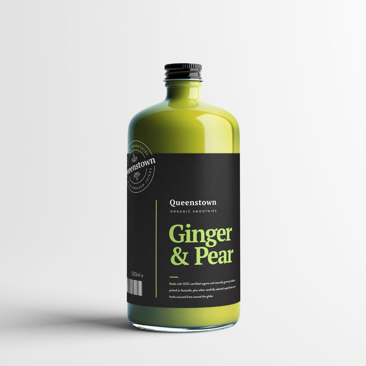 Ginger and pear vitamin enhanced smoothie bottle