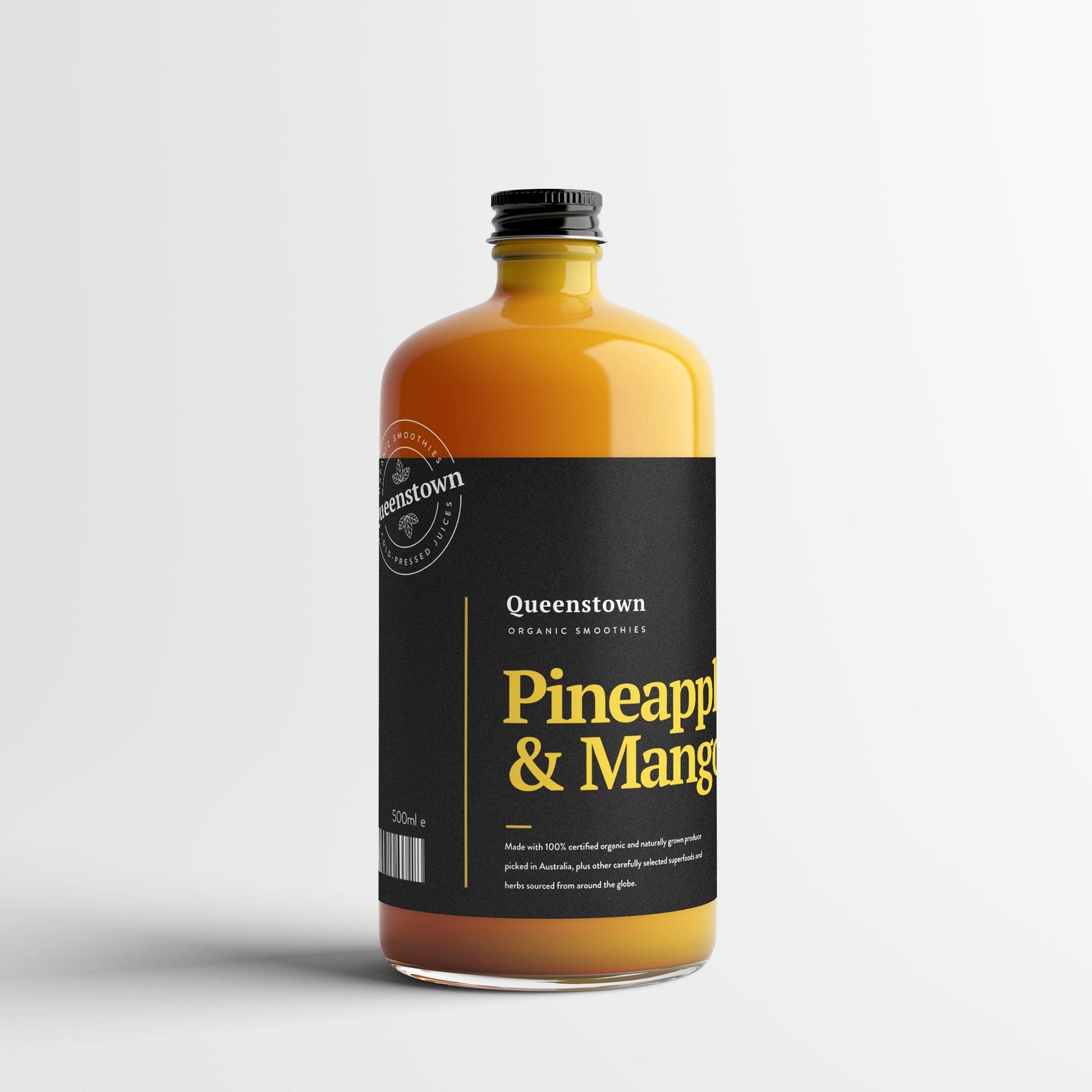 Pineapple and mango smoothie bottle