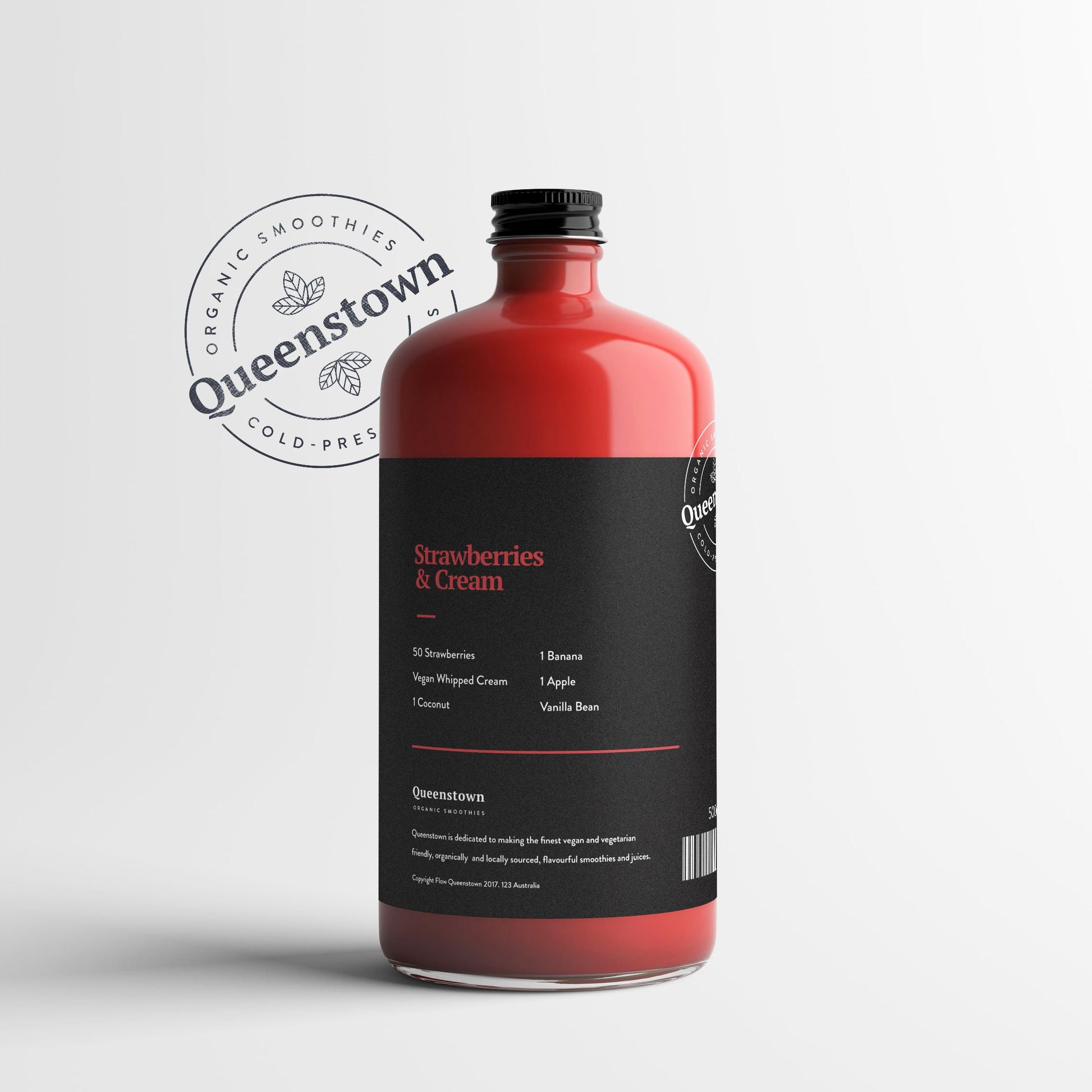 Strawberries and cream vitamin enhanced smoothie back of bottle